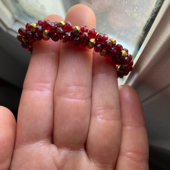 Talbots Ruby Red With Gold Accent Beaded Bracelet - Picture 2 of 3